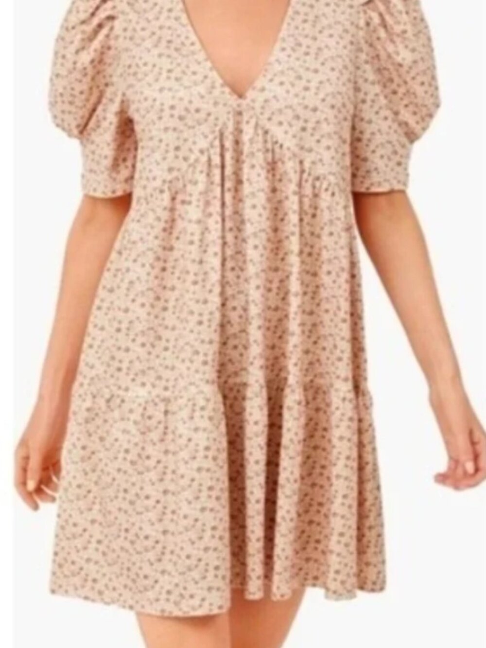 Tuckernuck Hyacinth XS Floral Puff Sleeve Folie Mini Dress V-Neck